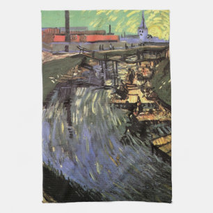 Canal with Women Washing by Vincent van Gogh Tea Towel