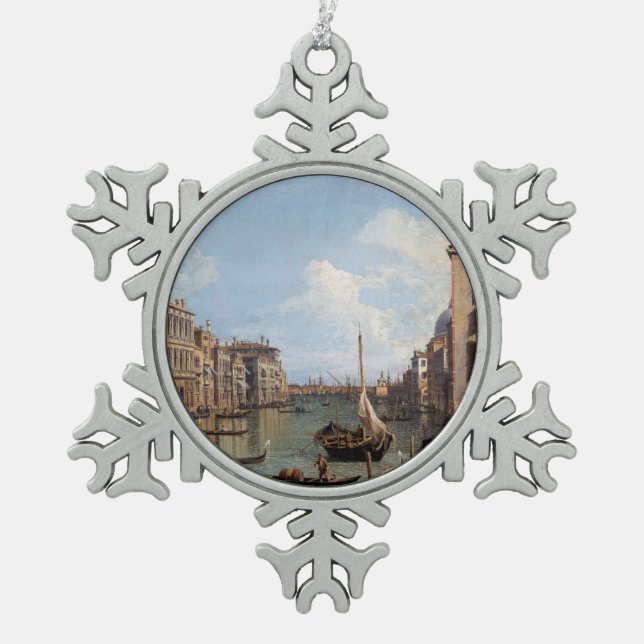 Canaletto View of the Grand Canal       Snowflake Pewter Christmas Ornament (Front)