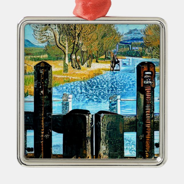 CANALS AND NARROWBOATS METAL TREE DECORATION (Front)
