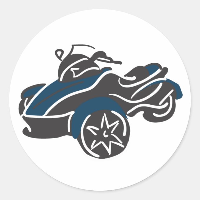 CanAmSpyder blue/black Classic Round Sticker (Front)