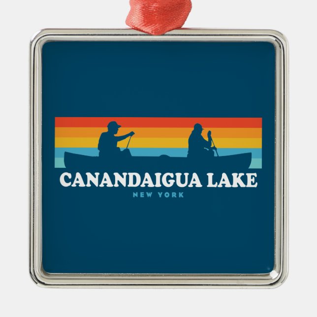 Canandaigua Lake New York Canoe Metal Tree Decoration (Front)