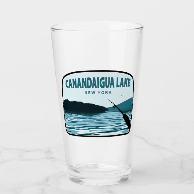 Canandaigua Lake New York Fishing Rod Glass (Front)
