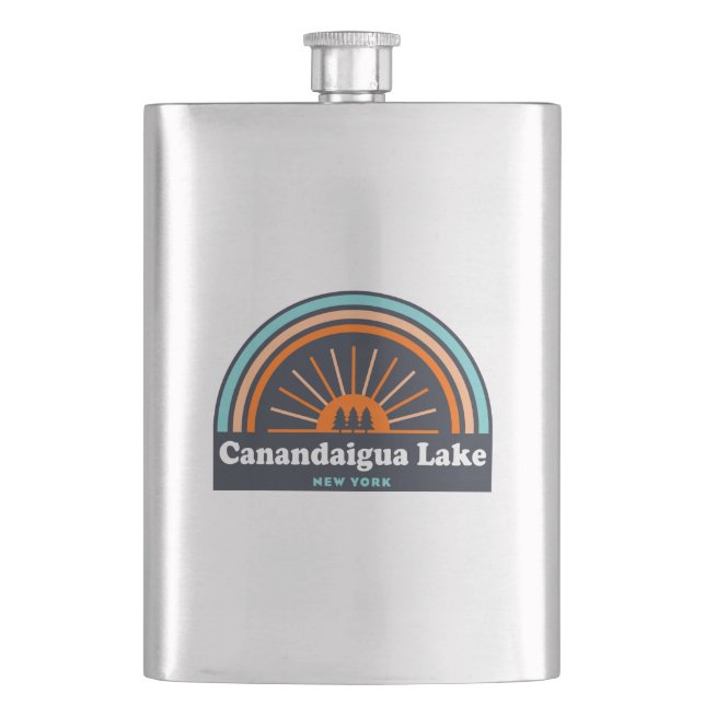Canandaigua Lake New York Rainbow Hip Flask (Front)