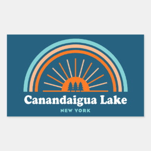Canandaigua Lake New York Rainbow Rectangular Sticker