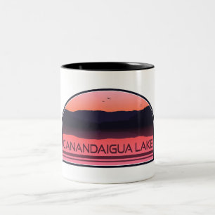 Canandaigua Lake New York Red Sunrise Two-Tone Coffee Mug