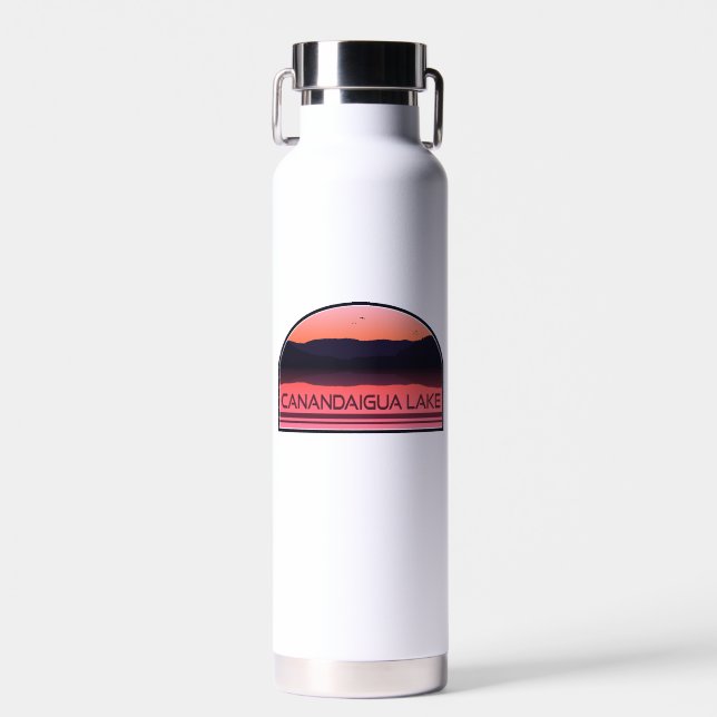 Canandaigua Lake New York Red Sunrise Water Bottle (Front)