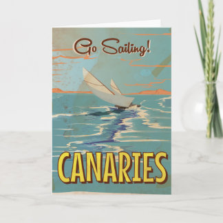 Canaries vintage travel poster holiday card