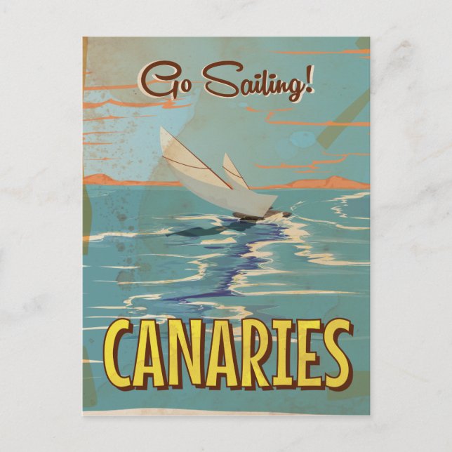 Canaries vintage travel poster postcard (Front)