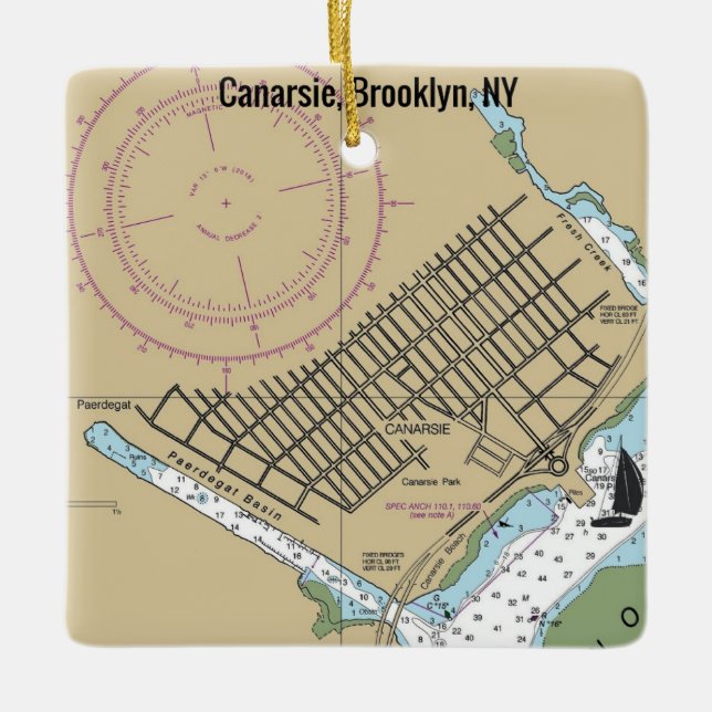 Canarsie, Brooklyn NY Chart Ceramic Ornament (Front)