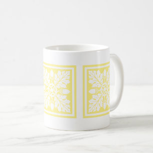 Canary Acorn and Leaf Tile Design Coffee Mug