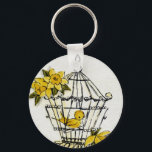 Canary and Dafodills Key Ring<br><div class="desc">Cute little yellow canary in an old fashioned cage with yellow dafodills. Great design for all kinds of occasions.</div>