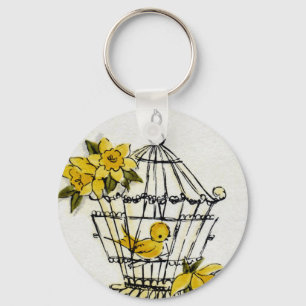 Canary and Dafodills Key Ring