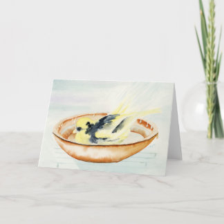 Canary Bathing Greeting Card