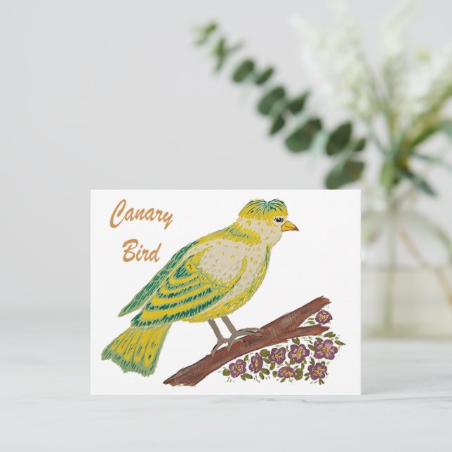 Canary Bird Artwork Postcard (Standing Front)