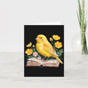 Canary Bird Floral Book Yellow Bird Reading Card