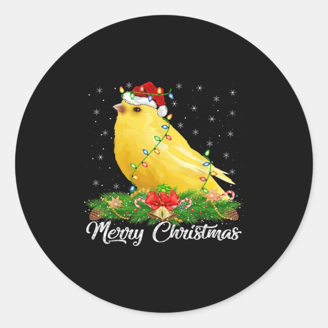 Canary Bird Lover Matching Santa Hat Canary Christ Classic Round Sticker (Front)