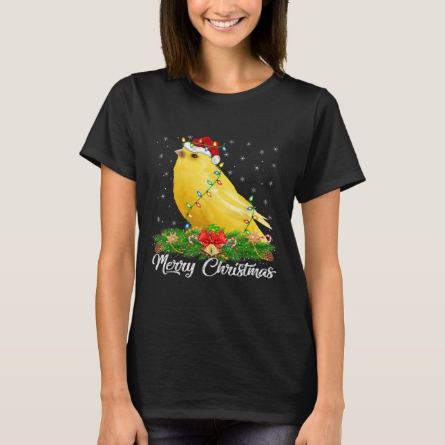 Canary Bird Lover Matching Santa Hat Canary Christ T-Shirt (Front)