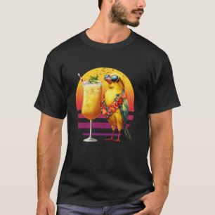 Canary Bird With Cocktail Hawaiian Retro Summer Va T-Shirt
