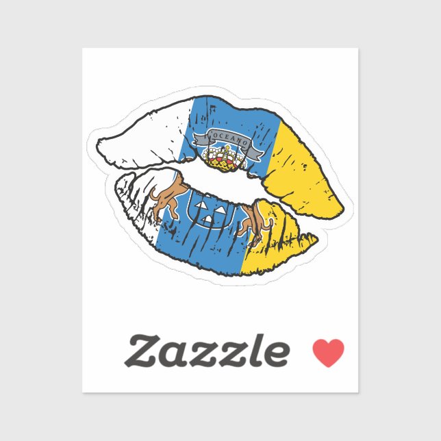 Canary Islands Canarian Lipstick Love Flag (Sheet)