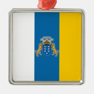 Canary Islands Flag (Canaries) (Canarias, Spain) Metal Tree Decoration