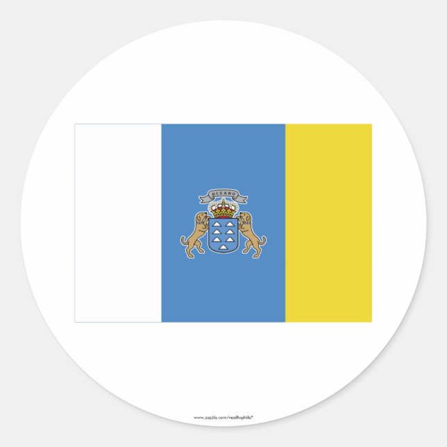 Canary Islands Flag Classic Round Sticker (Front)