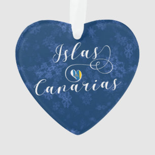 Canary Islands Flag Heart, Islas Canarias Ornament