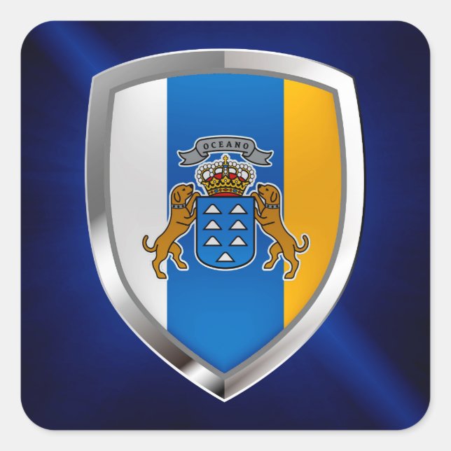 Canary Islands Mettalic Emblem Square Sticker (Front)