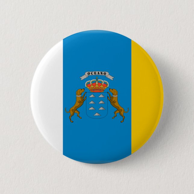 Canary Islands (Spain) Flag 6 Cm Round Badge (Front)