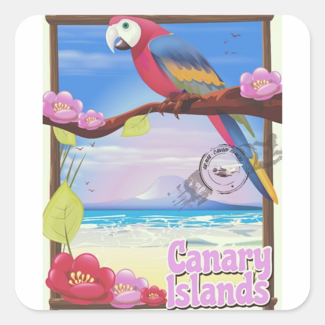 Canary Islands summer vacation poster Square Sticker (Front)