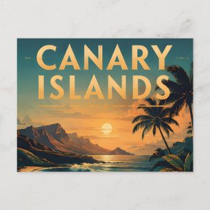 Canary Islands Tropical Paradise Beach Sunset Postcard