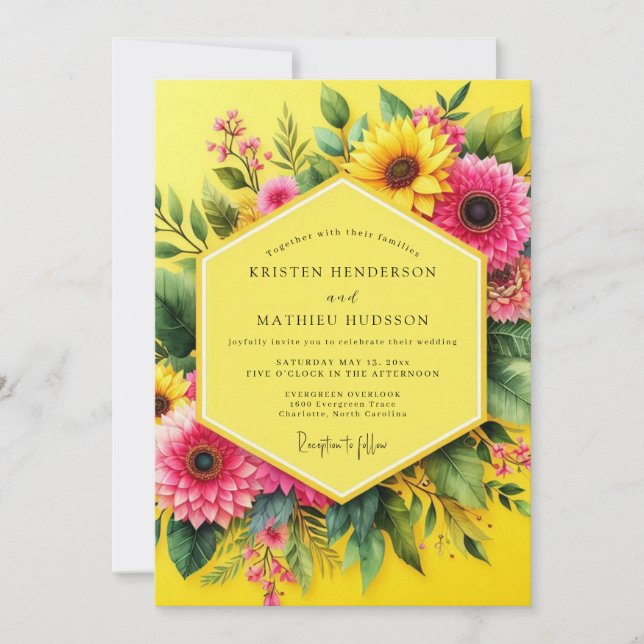 Canary Joyful Summer Wedding Invitation (Front)