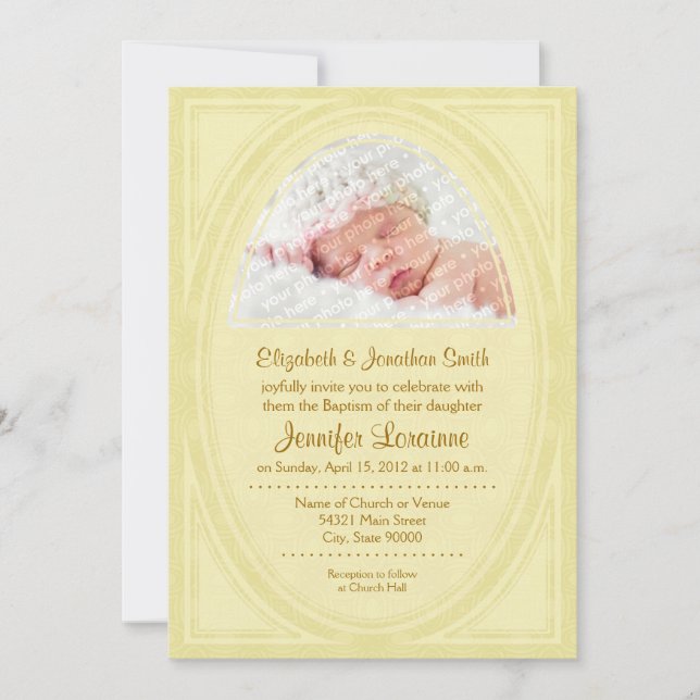 Canary Ovals Baptism Invitation (Front)