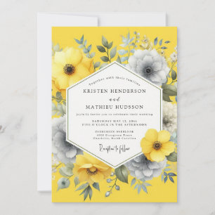Canary Slate Summer Flora Wedding Invitation