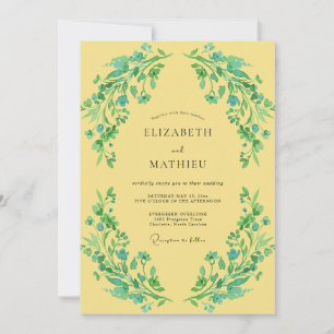 Canary Turquoise Vine Wedding Invitation