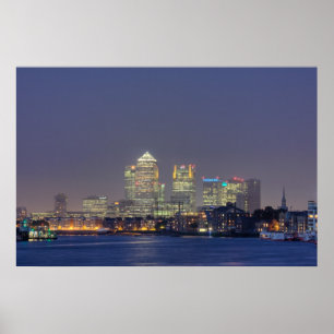 Canary Wharf at night Poster