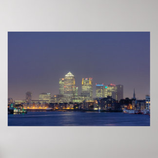 Canary Wharf at night Poster