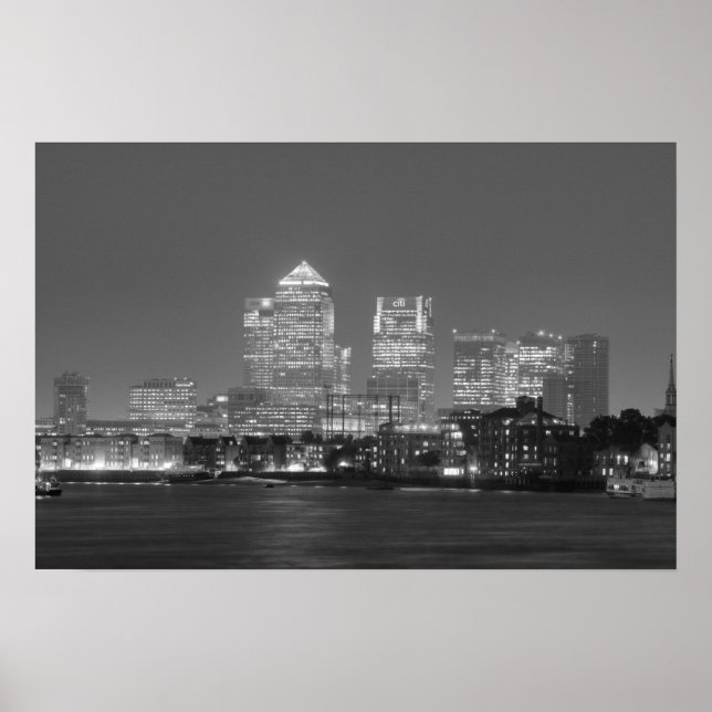 Canary Wharf at night Poster (Front)