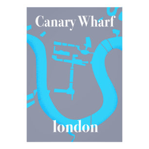 canary wharf london map travel poster