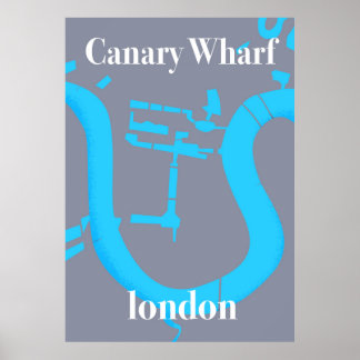 canary wharf london map travel poster