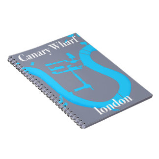 canary wharf london map travel poster notebook