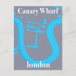 canary wharf london map travel poster postcard