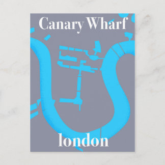 canary wharf london map travel poster postcard