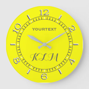 Canary Yellow Decor Dial Easily Personalised Large Clock