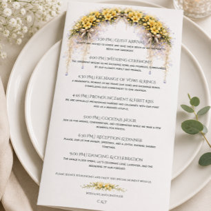 Canary Yellow Freesia Romantic Wedding Day Program