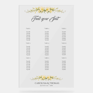Canary Yellow Freesia Wedding Seating Chart