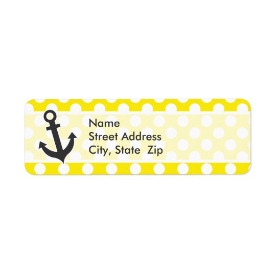 Canary Yellow Polka Dots; Anchor Return Address Label
