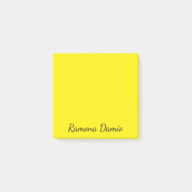 Canary Yellow Professional Minimalist Black Script Post-it Notes (Front)