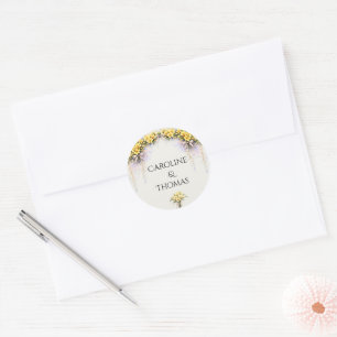 Canary Yellow Romantic Freesia  Floral Wedding Classic Round Sticker