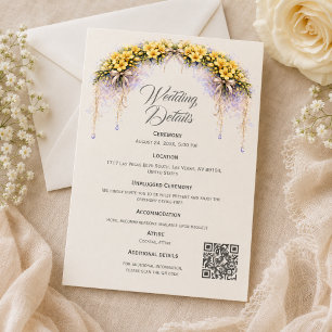 Canary Yellow Romantic Freesia Floral Wedding Enclosure Card