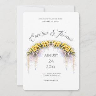 Canary Yellow Romantic Freesia Floral Wedding Invitation